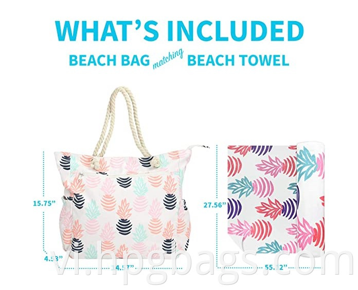 Cotton Canvas Beach Tote Bag